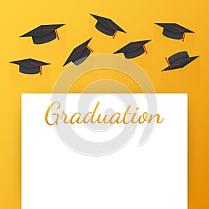 Graduation. Graduate caps on a white background. Caps thrown up. Vector illustration.